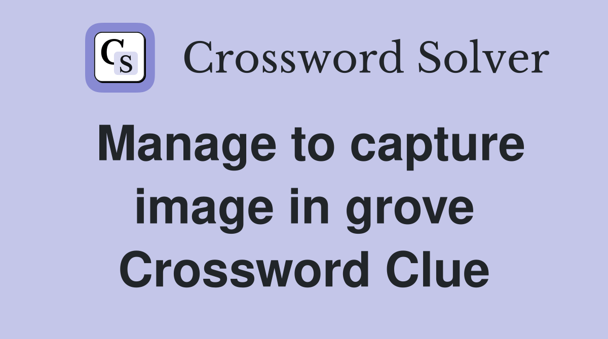 Manage to capture image in grove Crossword Clue Answers Crossword